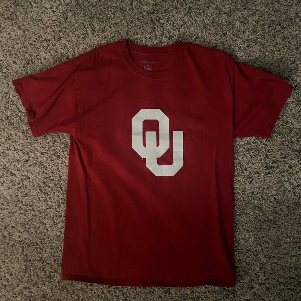 Oklahoma Champion Red Tee with White Logo